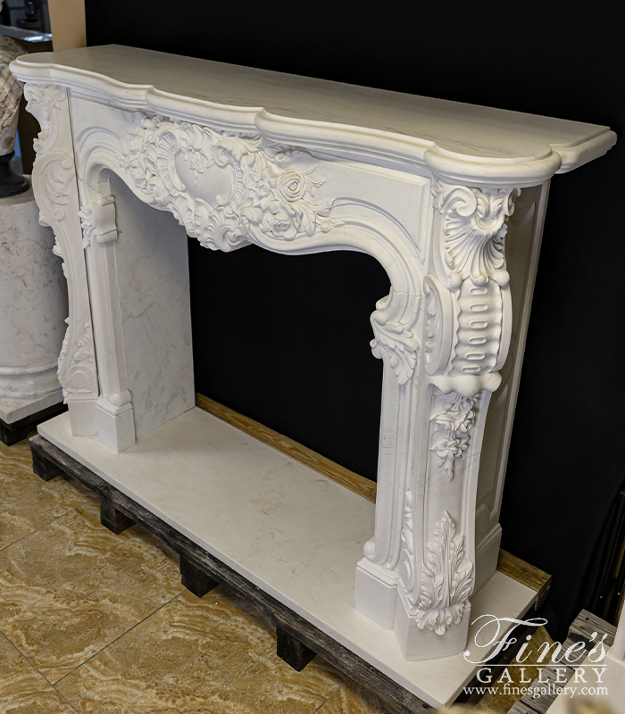 Marble Fireplaces  - Regal Rococo Marble Fireplace Mantel - MFP-2470